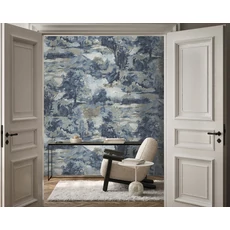 Kép 3/3 - Sketchtwenty3 Fákat ábrázoló kék vlies tapéta Alpine Whisper Sapphire 70 cm X 10 m