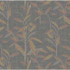 Kép 1/2 - Sketchtwenty3 Levélmintás fekete vlies tapéta Larvotto Ebony 70 cm X 10 m