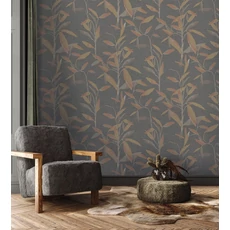 Kép 2/2 - Sketchtwenty3 Levélmintás fekete vlies tapéta Larvotto Ebony 70 cm X 10 m