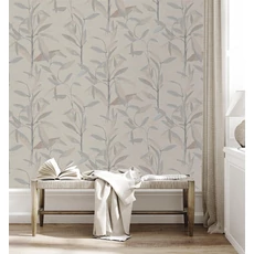 Kép 2/2 - Sketchtwenty3 Levélmintás bézs-szürke vlies tapéta Larvotto Natural 70 cm X 10 m