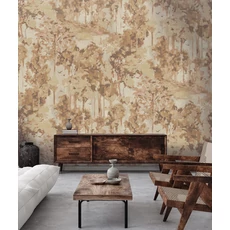 Kép 2/3 - Sketchtwenty3 Erdőt ábrázoló festmény hatású barna vlies poszter tapéta Serene Amber 280 cm X 3 m