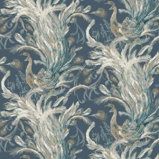 Kép 1/2 - Sketchtwenty3 Pávatollas kék vlies tapéta Medici Admiral Beads 53 cm X 10 m