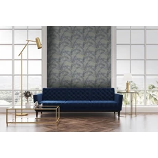 Kép 2/3 - Sketchtwenty3 Pálmaleveles vászonhatású kék vlies tapéta Palmaria Azure 53 cm X 10 m