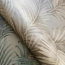 Kép 2/2 - Sketchtwenty3 Pálmaleveles vászonhatású barna vlies tapéta Palmaria Flint 53 cm X 10 m