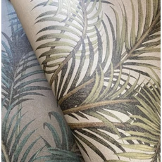 Kép 3/3 - Sketchtwenty3 Pálmaleveles vászonhatású olivazöld vlies tapéta Palmaria Olive 53 cm X 10 m