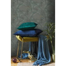 Kép 2/3 - Sketchtwenty3 Pálmaleveles vászonhatású kék vlies tapéta Palmaria Teal 53 cm X 10 m