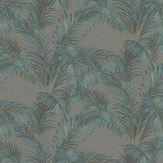 Kép 1/3 - Sketchtwenty3 Pálmaleveles vászonhatású kék vlies tapéta Palmaria Teal 53 cm X 10 m