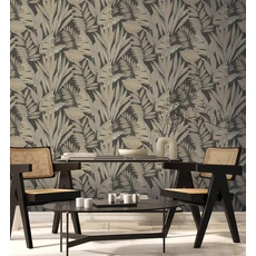 Kép 2/2 - Sketchtwenty3 Trópusi leveles fekete-bézs vlies tapéta Garda Abyss 53 cm X 10 m