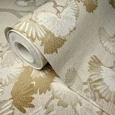 Kép 3/5 - Sketchtwenty3 Ginkgo fás elegáns szövethatású bézs vlies tapéta Jacinta Champagne 53 cm X 10 m