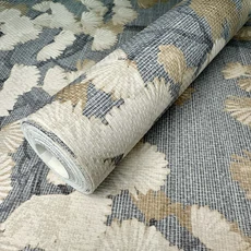 Kép 3/5 - Sketchtwenty3 Ginkgo fás elegáns szövethatású kék-bézs vlies tapéta Jacinta Denim 53 cm X 10 m