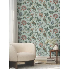 Kép 2/5 - York Virág mintás elegáns zöld vlies tapéta Monroe Teal 137,16 cm X 8,22 m