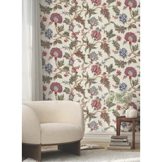 Kép 2/5 - York Virág mintás elegáns piros-bézs vlies tapéta Monroe Cherry 137,16 cm X 8,22 m