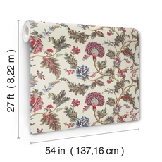 Kép 5/5 - York Virág mintás elegáns piros-bézs vlies tapéta Monroe Cherry 137,16 cm X 8,22 m