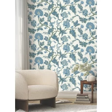 Kép 2/5 - York Virág mintás elegáns kék vlies tapéta Monroe Blue 137,16 cm X 8,22 m