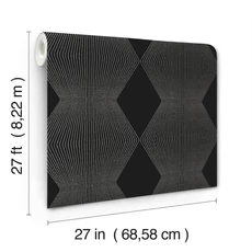 Kép 5/6 - York Geometrikus elegáns fekete vlies tapéta Diamond Legacy tapéta Black 68,58 cm X 8,22 m
