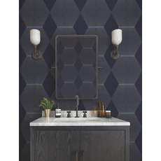 Kép 2/6 - York Geometrikus elegáns kék vlies tapéta Diamond Legacy tapéta Navy 68,58 cm X 8,22 m