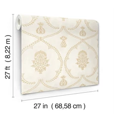Kép 5/6 - York Damaszt mintás elegáns arany vlies tapéta Royal Damask tapéta Soft Gold 68,58 cm X 8,22 m