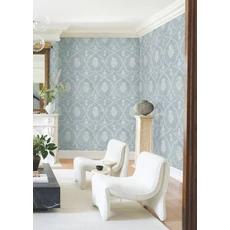 Kép 2/6 - York Damaszt mintás elegáns kék vlies tapéta Royal Damask tapéta Blue 68,58 cm X 8,22 m