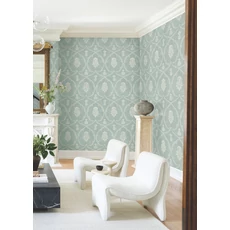 Kép 2/6 - York Damaszt mintás elegáns zöld vlies tapéta Royal Damask tapéta Jade 68,58 cm X 8,22 m