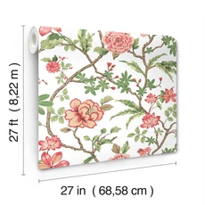 Kép 5/6 - York Virág indás piros-zöld vlies tapéta Courtyard Botanical tapéta Rose 68,58 cm X 8,22 m