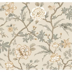 Kép 1/6 - York Virág indás bézs vlies tapéta Courtyard Botanical tapéta Neutral 68,58 cm X 8,22 m
