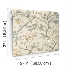 Kép 5/6 - York Virág indás bézs vlies tapéta Courtyard Botanical tapéta Neutral 68,58 cm X 8,22 m