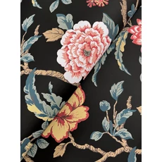 Kép 4/6 - York Virág indás fekete vlies tapéta Courtyard Botanical tapéta Scarlet 68,58 cm X 8,22 m