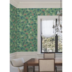 Kép 2/6 - York Páva mintás zöld vlies tapéta Peacock Estate Green 68,58 cm X 8,22 m