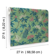 Kép 5/6 - York Páva mintás zöld vlies tapéta Peacock Estate Green 68,58 cm X 8,22 m