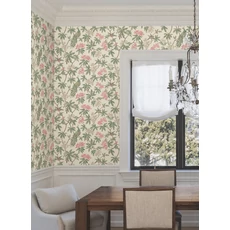 Kép 2/6 - York Páva mintás zöld-krém vlies tapéta Peacock Estate Cream 68,58 cm X 8,22 m