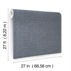Kép 5/6 - York Klasszikus halszálka mintás kék vlies tapéta Regent Navy 68,58 cm X 8,22 m