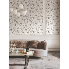 Kép 2/6 - York Botanikai mintás fekete-fehér vlies tapéta Floral Lace Black 68,58 cm X 8,22 m