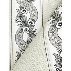 Kép 4/6 - York Csíkos virág indás bézs-fekete vlies tapéta Abbey's Garland Black & White 68,58 cm X 8,22 m