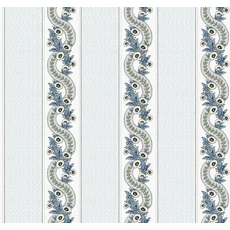 Kép 1/6 - York Csíkos virág indás kék vlies tapéta Abbey's Garland Aqua 68,58 cm X 8,22 m