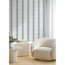 Kép 2/6 - York Csíkos virág indás kék vlies tapéta Abbey's Garland Aqua 68,58 cm X 8,22 m