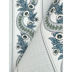 Kép 4/6 - York Csíkos virág indás kék vlies tapéta Abbey's Garland Aqua 68,58 cm X 8,22 m