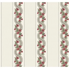 Kép 1/6 - York Csíkos virág indás piros-zöld vlies tapéta Abbey's Garland Red-Green 68,58 cm X 8,22 m