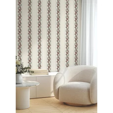 Kép 2/6 - York Csíkos virág indás piros-zöld vlies tapéta Abbey's Garland Red-Green 68,58 cm X 8,22 m