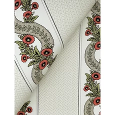 Kép 4/6 - York Csíkos virág indás piros-zöld vlies tapéta Abbey's Garland Red-Green 68,58 cm X 8,22 m