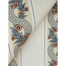 Kép 4/6 - York Csíkos virág indás korall színű vlies tapéta Abbey's Garland Coral 68,58 cm X 8,22 m