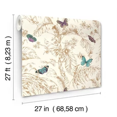 Kép 8/8 - York Pillangók trópusi leveleken arany vlies tapéta Papillon Gold 68,58 cm X 8,22 m
