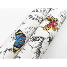 Kép 4/6 - York Pillangók trópusi leveleken fekete-kék vlies tapéta Papillon Primary 68,58 cm X 8,22 m