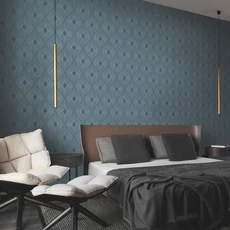 Kép 3/8 - York Elegáns geometrikus kék-ezüst vlies tapéta Harlowe Blue/Silver 52,83 cm X 10 m