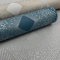 Kép 8/8 - York Elegáns geometrikus kék-ezüst vlies tapéta Harlowe Blue/Silver 52,83 cm X 10 m