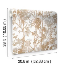 Kép 6/6 - York Fehér-arany fa mintás vlies tapéta Shimmering Foliage White/Gold 52,83 cm X 10 m