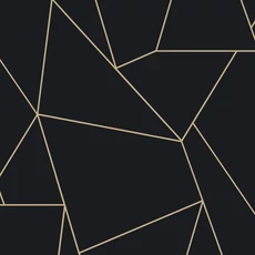 Kép 1/8 - York Modern geometrikus fekete-arany vlies tapéta Nazca Black/Gold 52,83 cm X 10 m