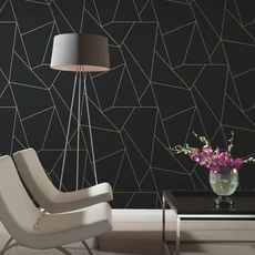 Kép 4/8 - York Modern geometrikus fekete-arany vlies tapéta Nazca Black/Gold 52,83 cm X 10 m
