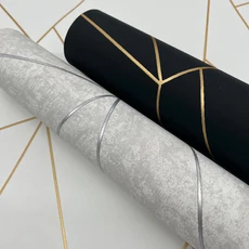 Kép 5/8 - York Modern geometrikus fekete-arany vlies tapéta Nazca Black/Gold 52,83 cm X 10 m