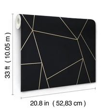 Kép 7/8 - York Modern geometrikus fekete-arany vlies tapéta Nazca Black/Gold 52,83 cm X 10 m