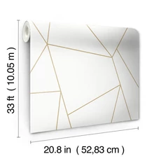 Kép 5/5 - York Modern geometrikus fehér-arany vlies tapéta Nazca White/Gold 52,83 cm X 10 m